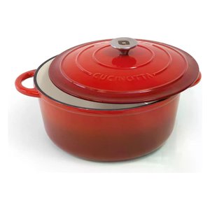 Cocotte en fonte avec couvercle (28x18cm) Revêtement émaillé Antiadhésif Compatible gaz et induction Rouge CUCINOTTA 7019005 - Product Image 3