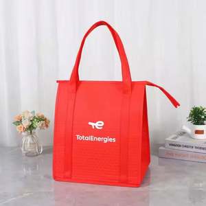 Zipper and Handle RED Blank Non Woven Portable <b>Insulated</b> <b>Cooler</b> Lunch <b>Bag</b> Tote Keep Warm <b>Bag</b> with Custom Logo - Product Image 2