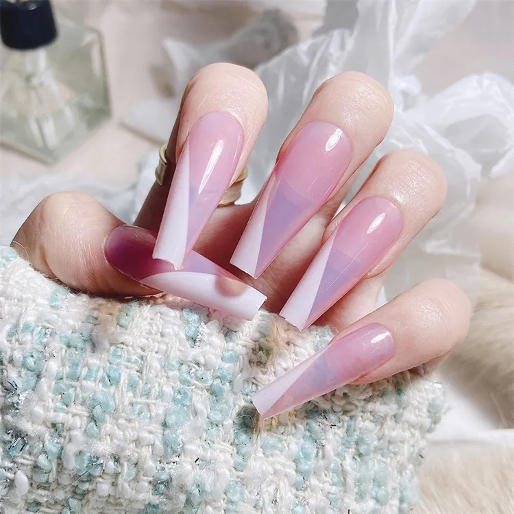 Neuzugang rosa Farbe 24 Stück OEM Individuelles Aufdrücken von Nägeln für Damen lange Ballerina-Säugling künstliche Nagel vollschutz künstliche Nagelkunst-Tipps