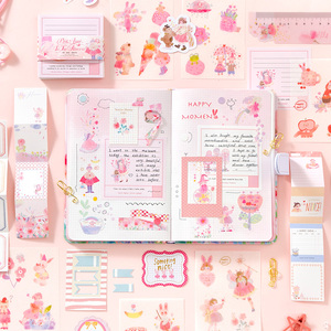 Simno 149 pièces, fournitures de papeterie pour petites filles, adorables, avec boucle magnétique, ruban adhésif washi, autocollants, bloc-notes, ensemble cadeau avec <span class=keywords><strong>règle</strong></span> - Product Image 3