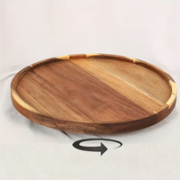 360 °   Plateau tournant en bois rond, plateaux décoratifs multifonctionnels pour la décoration de la maison, présentoir à bijoux, plateau décoratif