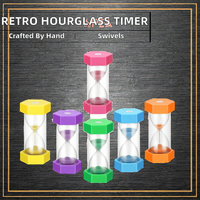 Jam Pasir Heksagonal Gaya Retro Vintage 1-60 Menit, Anti Jatuh, Kaca, Hadiah Anak untuk Dekorasi, Pengatur Waktu Berputar