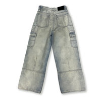 Pantalon d'hiver personnalisé pour hommes style vintage denim délavé Cargo Jeans coupe ample hip hop streetwear coupe botte large rivet décoré