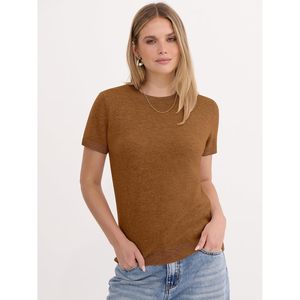 Pull à manches courtes pour femme FOXA, 100% laine, pull décontracté pour le travail, le bureau, l'été, le printemps, le début de l'automne - Product Image 3