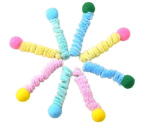 Juguetes para gatos de peluche de colores macaron al por mayor, varillas giratorias, juguetes masticables para gatos con bolas de pelo, juegos de 4 piezas - Product Image 1