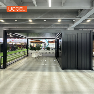 Abri en aluminium dans un jardin <span class=keywords><strong>bois</strong></span>é : Pavillon pare-soleil et imperméable pour des moments de détente paisibles en plein air C4 SHED - Product Image 2