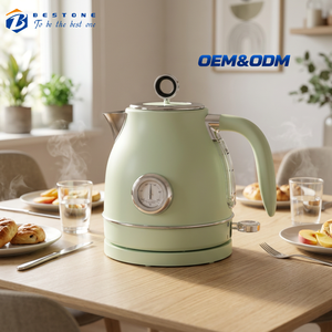 Light Green Retro Electric <b>Kettle</b> 1.2L Stainless Steel Water Boiler with LED Indicator Concealed Heating Element - Product Image 1