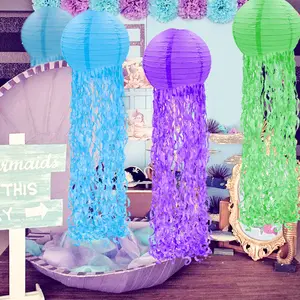 Birthday Party Decorations Mermaid Party Theme Park Decoration Decor Paper Lanterns Diy Jellyfish Lantern For Mermaid Party