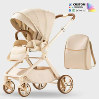 Poussette de luxe en alliage d'aluminium pliable double sens avec grand panier de rangement pour bébé