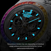 Montre squelette automatique mécanique pour homme Bonest Gatti, boîtier transparent en cristal, bracelet, réserve de marche de 85 heures, lumineuse BG6009