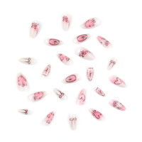 24 piezas de uñas postizas de China / uñas postizas de lujo de China, uñas postizas al por mayor para mujer, uñas postizas magnéticas en caja.
