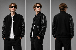 Giacca Varsity in Pelle Scamosciata per <span class=keywords><strong>Uomo</strong></span> con Logo Ricamato Personalizzato, Maniche in <span class=keywords><strong>Lana</strong></span> e Pelle, Stile Vintage Streetwear, Bomber OEM - Product Image 2
