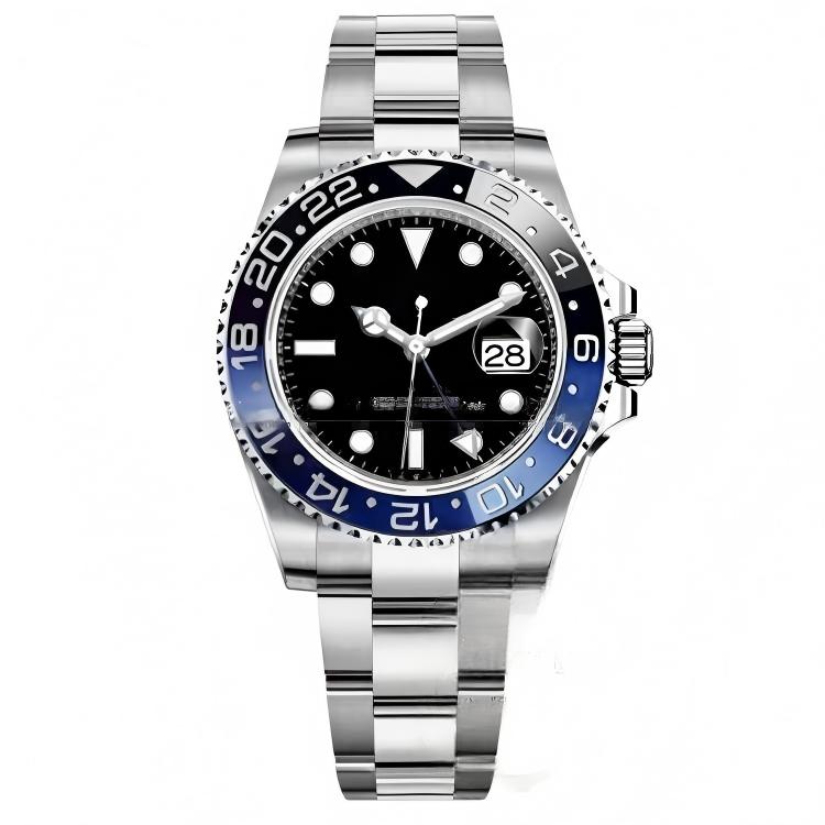 Ghiera Nero-Blu - Quadrante Nero - Cinturino in Acciaio Inox