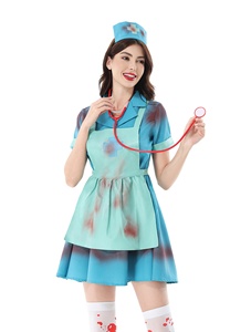 <span class=keywords><strong>Disfraz</strong></span> de Enfermera Sexy para <span class=keywords><strong>Mujer</strong></span>, Halloween 2026, Estampado con Sangre, Vestido de <span class=keywords><strong>Terror</strong></span> para Actuación - Product Image 1