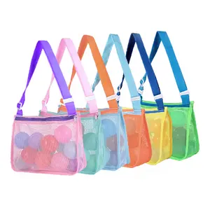 2024 Fashionable Lady-Style Beach Bag Portable Mesh Shell Storage for Kids for Beach Toys and Accessories