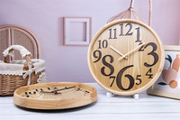 Horloge murale en bois avec chiffres 3D découpés au laser, décoration moderne pour la maison et le bureau