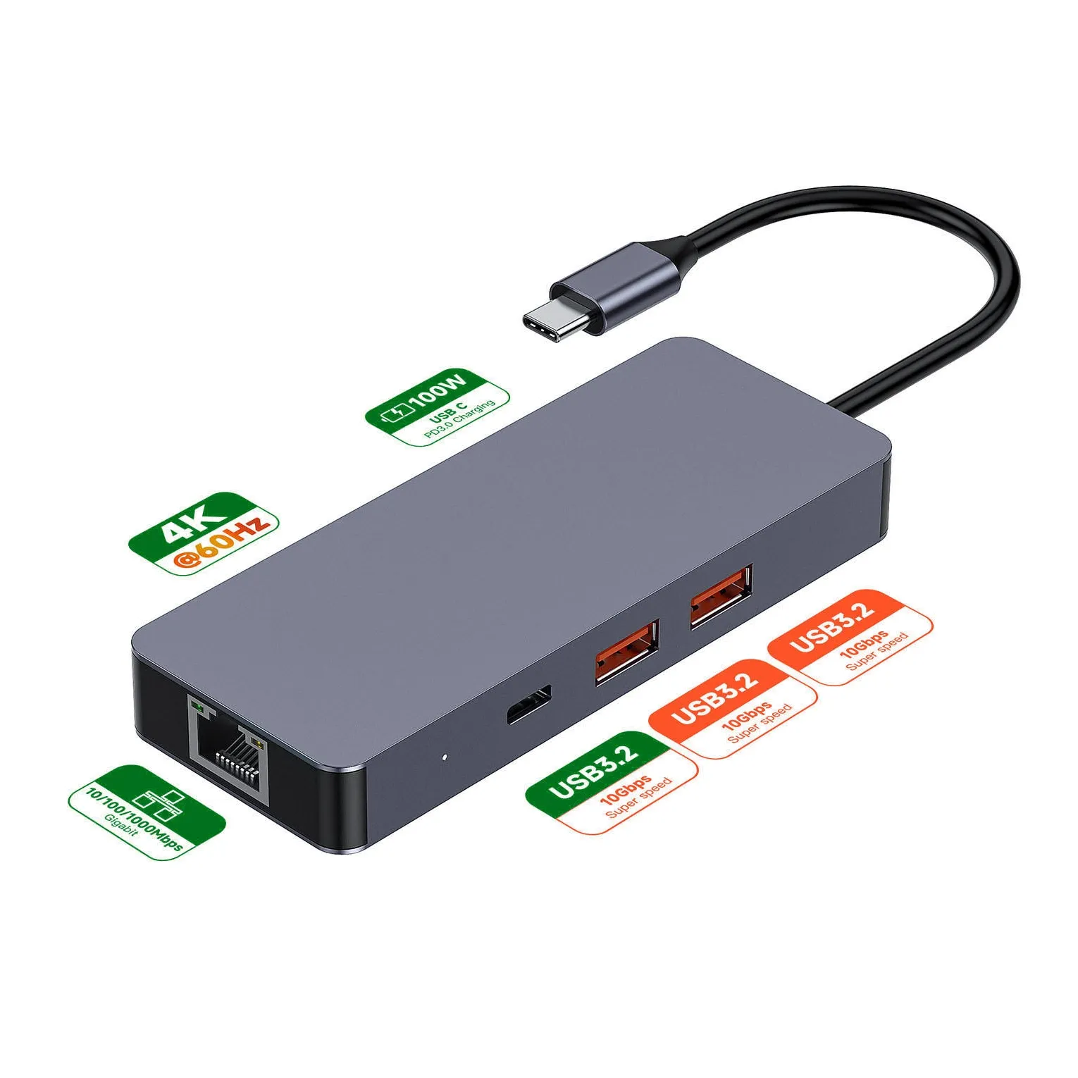 Penjualan terlaris produk 1000Mbps jaringan usb-c stasiun Dok dengan Otg Adapter Splitter Usb 3.2 gen 2 Hub 4K HD