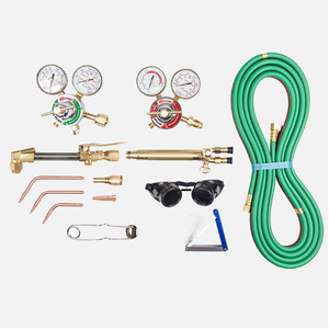 Kit de soldadura y corte oxiacetilénico de uso medio, estilo americano, con manómetros y manguera para fabricación de metales - Product Image 2