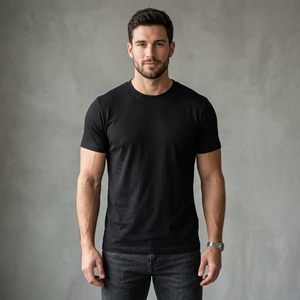 Camisas de Bambú para Hombre, de Verano, Frescas, de Manga Corta, Cuello Redondo, de Alta Calidad, Lisas, de Tela de Seda, para Negocios y Actividades al Aire Libre - Product Image 1