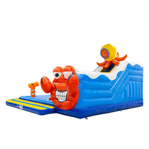 สไลเดอร์น้ำเป่าลมออลอินวันพร้อมสระน้ำและเกมกีฬาสำหรับใช้งานเชิงพาณิชย์ รูปแบบปลาหมึกซีเวิลด์ - Product Image 2