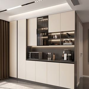 Luxury High Gloss Foldable Mango Wood <b>Sideboard</b> for Dining Room Living Room Kitchen Solid Wood Wine <b>Cabinet</b> <b>Display</b> Function - Product Image 4