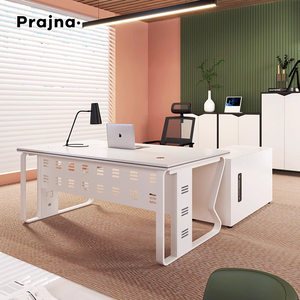 Mesa en Manager Boss CEO Manager Escritorio en forma de L Mesa de oficina ejecutiva de madera blanca para muebles de oficina - Product Image 2