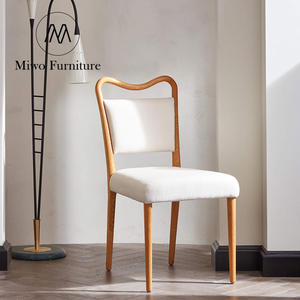 Modern basit retro tarzı doğal katı ahşap yemek sandalyesi meşe keten kadife kumaş otel ziyafet yemek odası cafe yemek sandalyesi - Product Image 3