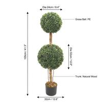 Boules de gazon artificielles hautes en buis double, résistantes aux UV, plantes d'intérieur/extérieur en bois naturel pour la décoration, vente en gros