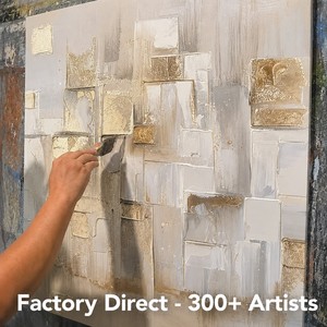 Decorazione di Lusso per la Casa, Opera d'Arte su Tela Fatta a Mano, Grande Quadro Astratto con Foglia d'Oro, Dipinti Moderni per Hotel - Product Image 5