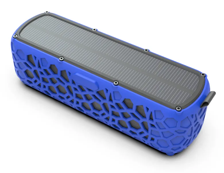 High Quality Outdoor Portable BT Solar Speaker Stereo Sound Waterproof 1200mAh with LED Light Solar Panel Charging Speaker