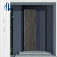 Puerta de Entrada Blindada Moderna de Aluminio Fundido con Acabado de Madera 5D, Cerradura Digital Inteligente, Puerta de Seguridad con Combinación de Colores
