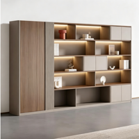 Meuble de rangement en bois écologique de qualité E0 avec étagère à documents et à dossiers, bande lumineuse intégrée, armoire de rangement haut de gamme sur pied
