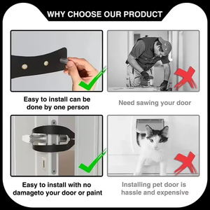 Adjustable Cat Door Lock No <b>Drill</b> Elastic Pet Door Stopper for Indoor Door Handle Anti-Dog PP Material - Product Image 3