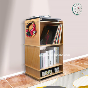 Support de tourne-disque fonctionnel 3 en 1 en contreplaqué GOKA avec rangement pour disques vinyles et <span class=keywords><strong>amplificateur</strong></span> intégré - Product Image 2