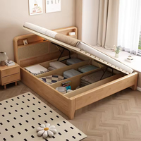 Ensemble de chambre à coucher Delanto moderne en bois massif avec plateforme, taille Queen et King, cadre en rotin, rangement, lit doux écologique pour la maison et l'appartement