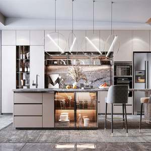 Armoire de cuisine moderne en bois massif blanc de style shaker pour usage commercial et domestique Null - Product Image 3