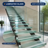 Marches d'escalier en verre feuilleté trempé, panneaux de sécurité PVB de 13,52 mm pour escaliers, fabricant en gros