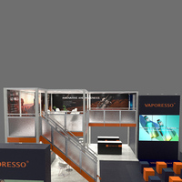 Stand d'exposition portable 6m*6m, attrayant, pour salon professionnel, en aluminium, à deux étages, personnalisable, modulaire, facile à installer, stand à double niveau