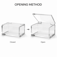 Boîte en acrylique transparente personnalisée avec couvercle à charnière, boîte de rangement transparente pour bijoux, cosmétiques, cadeaux, emballage de vente au détail