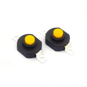 2Pin Horizontal Flashlight Button Switch 1412-KD Self Lock ON-OFF SPST Yellow Push button 1.5A 250V AC
