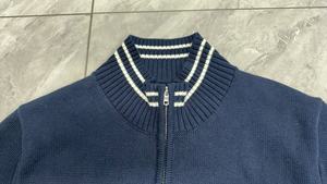Cárdigan <span class=keywords><strong>Azul</strong></span> <span class=keywords><strong>Marino</strong></span> con Cierre Completo para <span class=keywords><strong>Hombre</strong></span>, Estilo Vintage de Primavera, Chaqueta Deportiva de Punto con Cuello Alto en Algodón/Acrílico - Product Image 6
