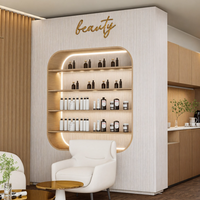M2 Mobilier moderne pour salon de beauté Vitrine beige pour spa Comptoir de manucure Boutique Présentoir de cosmétiques Design pour onglerie