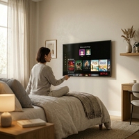 Televisor LED Inteligente sin Marco de 32 Pulgadas, Pantalla de 12V CC con Resolución HD, 50Hz y Pantalla Ancha, Compatible con Uso en Interiores