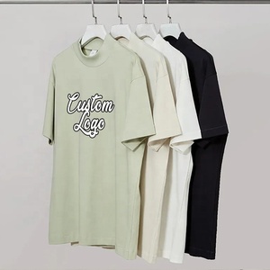 Camiseta Oem 280 Gsm, Camiseta de algodón con hombros caídos, cuello alto ancho, camisetas lisas de peso pesado, camiseta de gran tamaño personalizada - Product Image 3