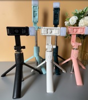 Lumière d'appoint intégrée Trépied de diffusion en direct Portable Télescopique Universel Bluetooth Selfie Stick