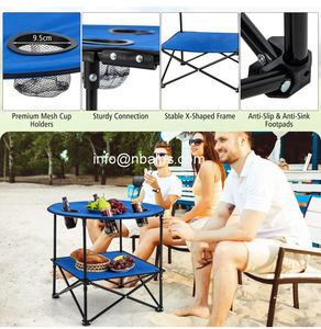 <span class=keywords><strong>Table</strong></span> de <span class=keywords><strong>Camping</strong></span> légère à <span class=keywords><strong>double</strong></span> couche <span class=keywords><strong>Table</strong></span> ronde de pêche en plein air pliable durable avec 4 porte-gobelets - Product Image 4