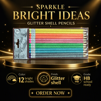Crayons HB à paillettes, crayons en bois standard, couleurs assorties, crayons brillants pour le bureau et l'école