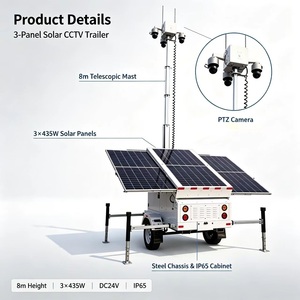 Tour de vidéosurveillance solaire mobile avec caméra PTZ 2*4MP, étanche IP67, résistante au vent 117 km/h, pour la sécurité des parkings extérieurs RITEVOLT - Product Image 4