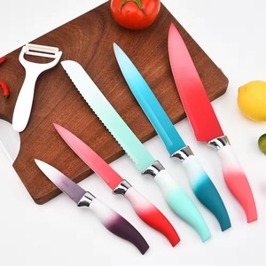 Colorful Stainless Steel Kitchen Knife Chef Knife Set Peeler Kitchen Accessories Knife Se with <b>Acrylic</b> Knife <b>Block</b> - Product Image 5