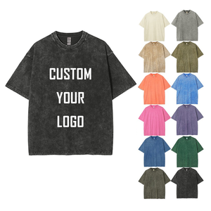<span class=keywords><strong>T</strong></span>-shirt Homme 250g 100% Coton Lavé, Coupe Oversize, Style Rétro Vieilli, Épaules Tombantes, Manches Courtes, Personnalisé, Délavé à l'Acide - Product Image 1
